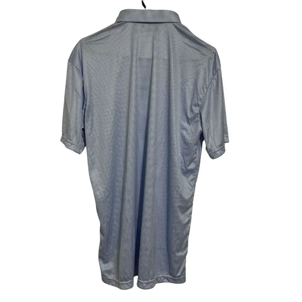 COLLARS & CO Polo Shirt Large Blue Houndstooth Performance Stretch NWT - Picture 6 of 11